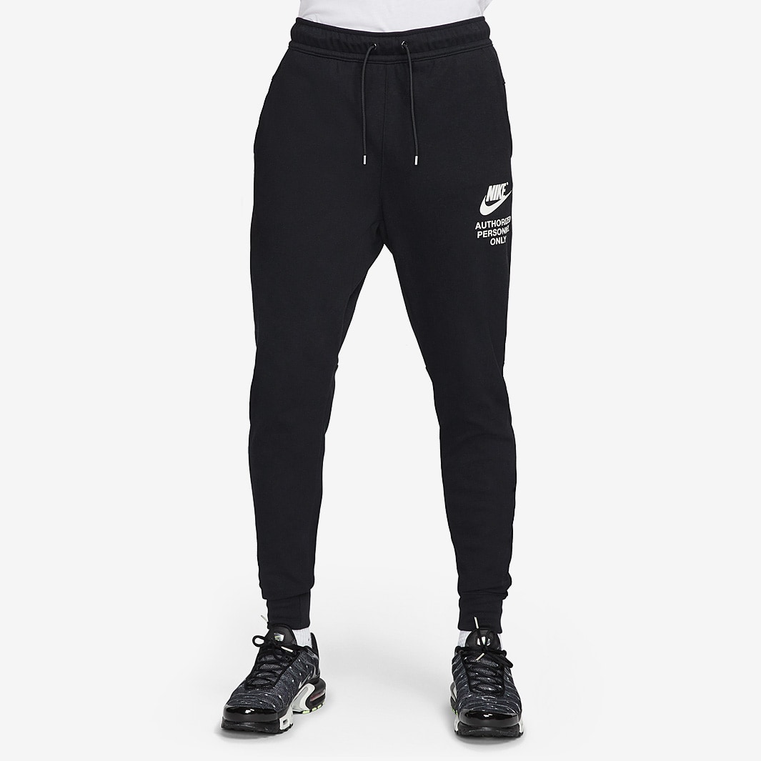 mens black and white nike joggers