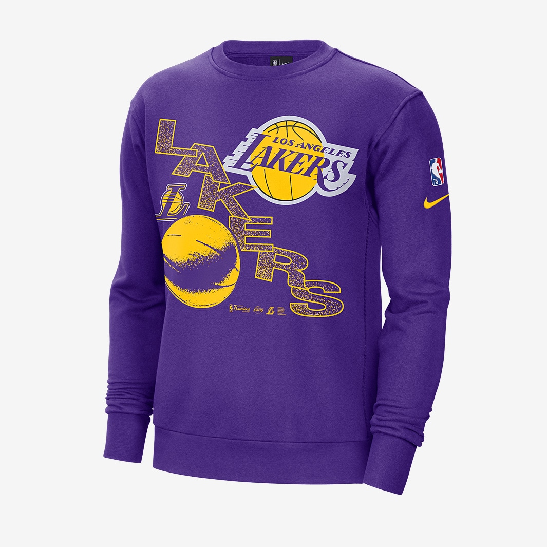 Nike NBA Los Angeles Lakers Courtside Crew Sweatshirt - Field Purple ...