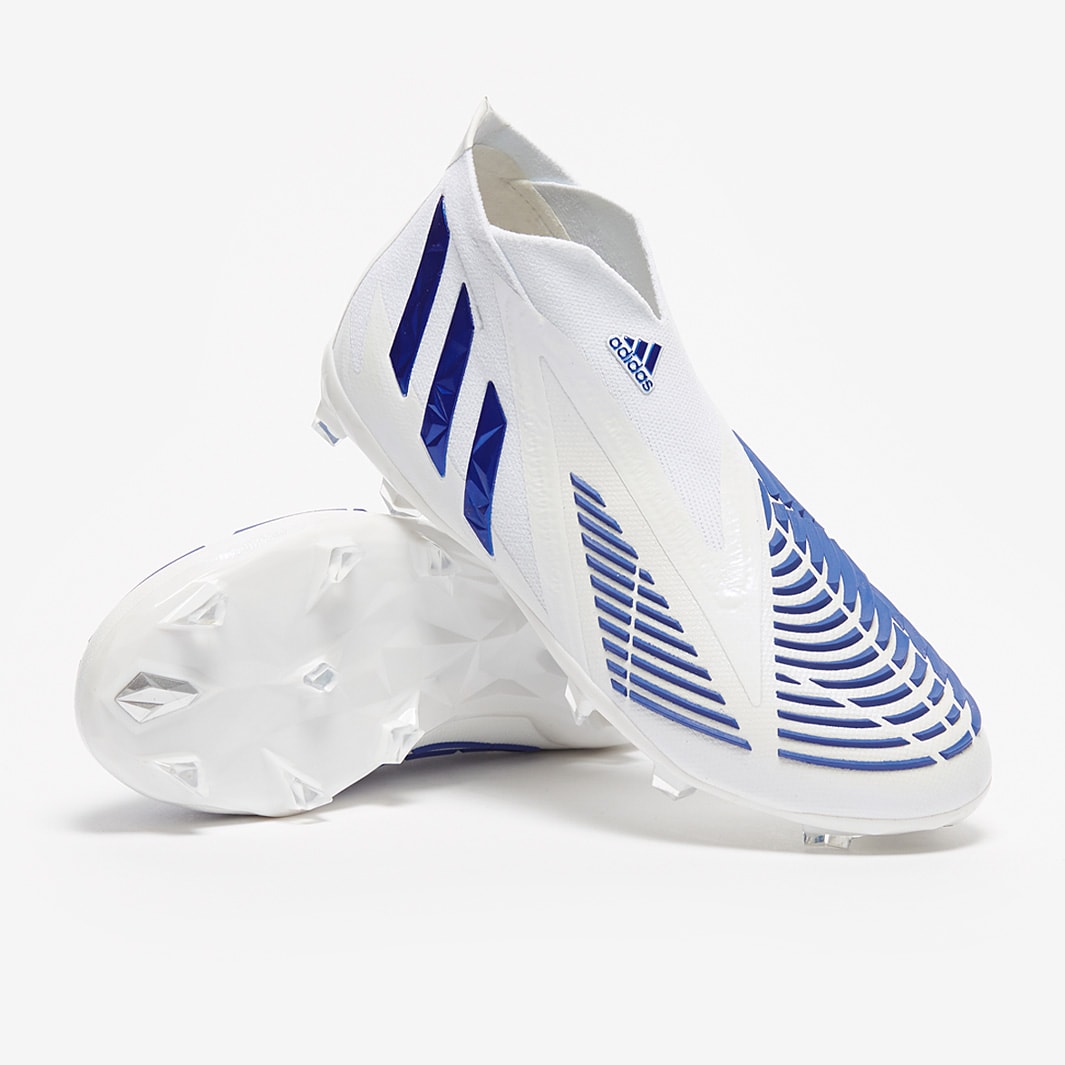 adidas Kids Predator Edge+ FG - White/Hi-Res Blue/White - Junior Boots ...