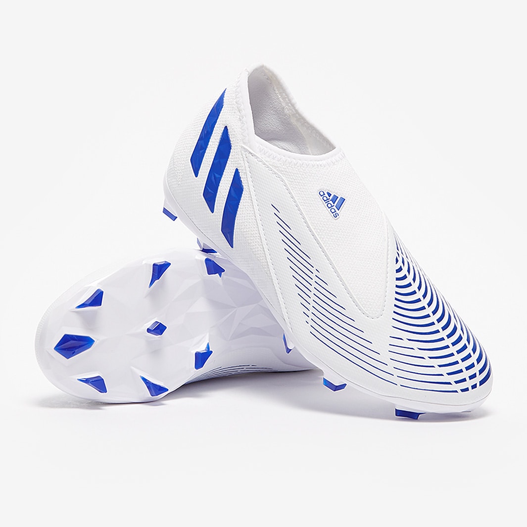 adidas Kids Edge.3 Laceless - White/Hi-Res Blue/White - Junior Soccer Cleats