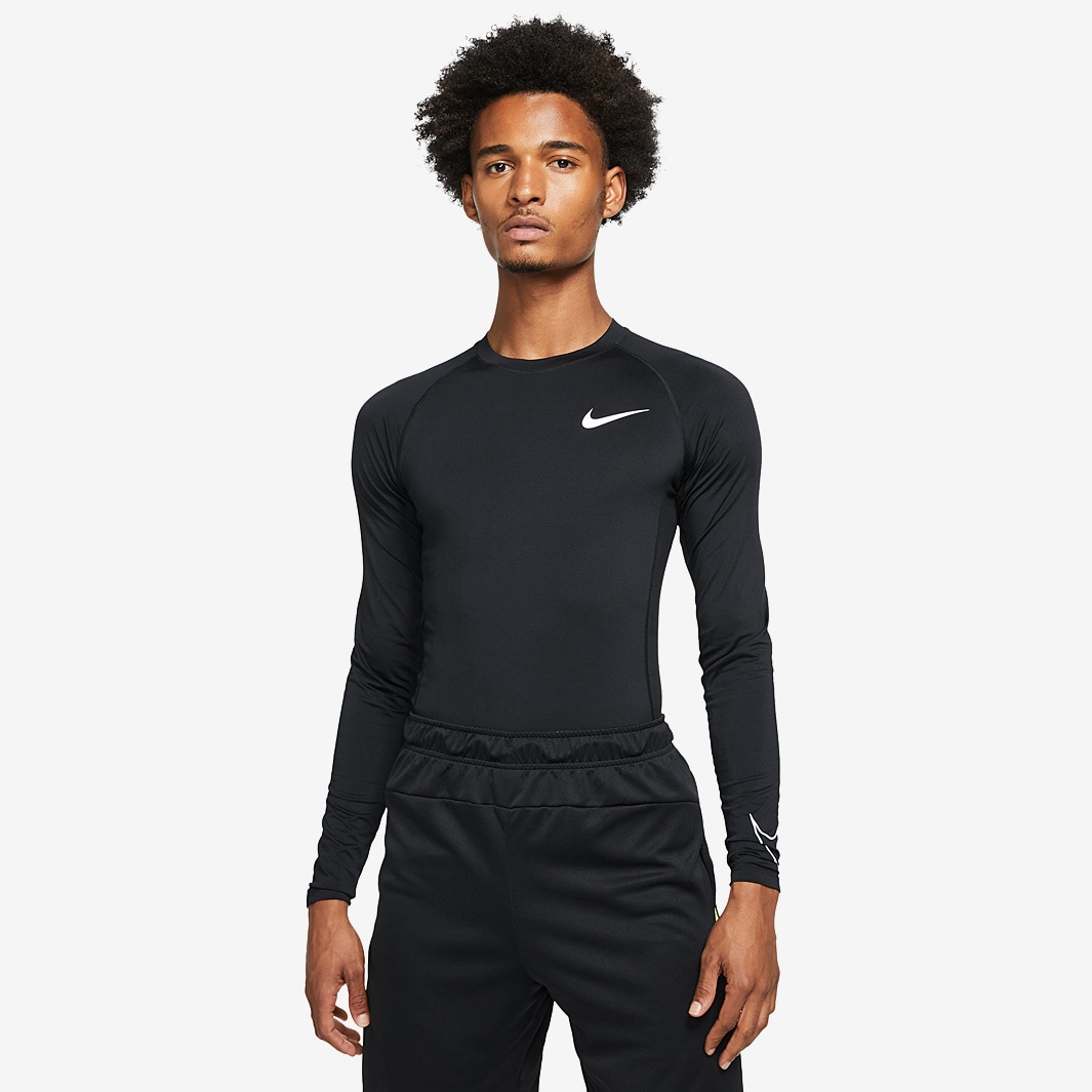 Nike Pro Dri-FIT Tight Long Sleeve Top - Black - Mens Base Layer | Pro ...