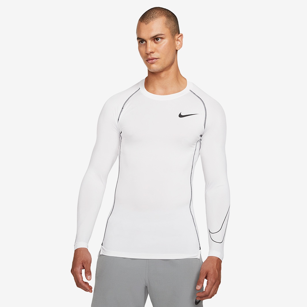 Nike Pro Dri-FIT Tight Long Sleeve Top - White - Mens Base Layer | Pro ...