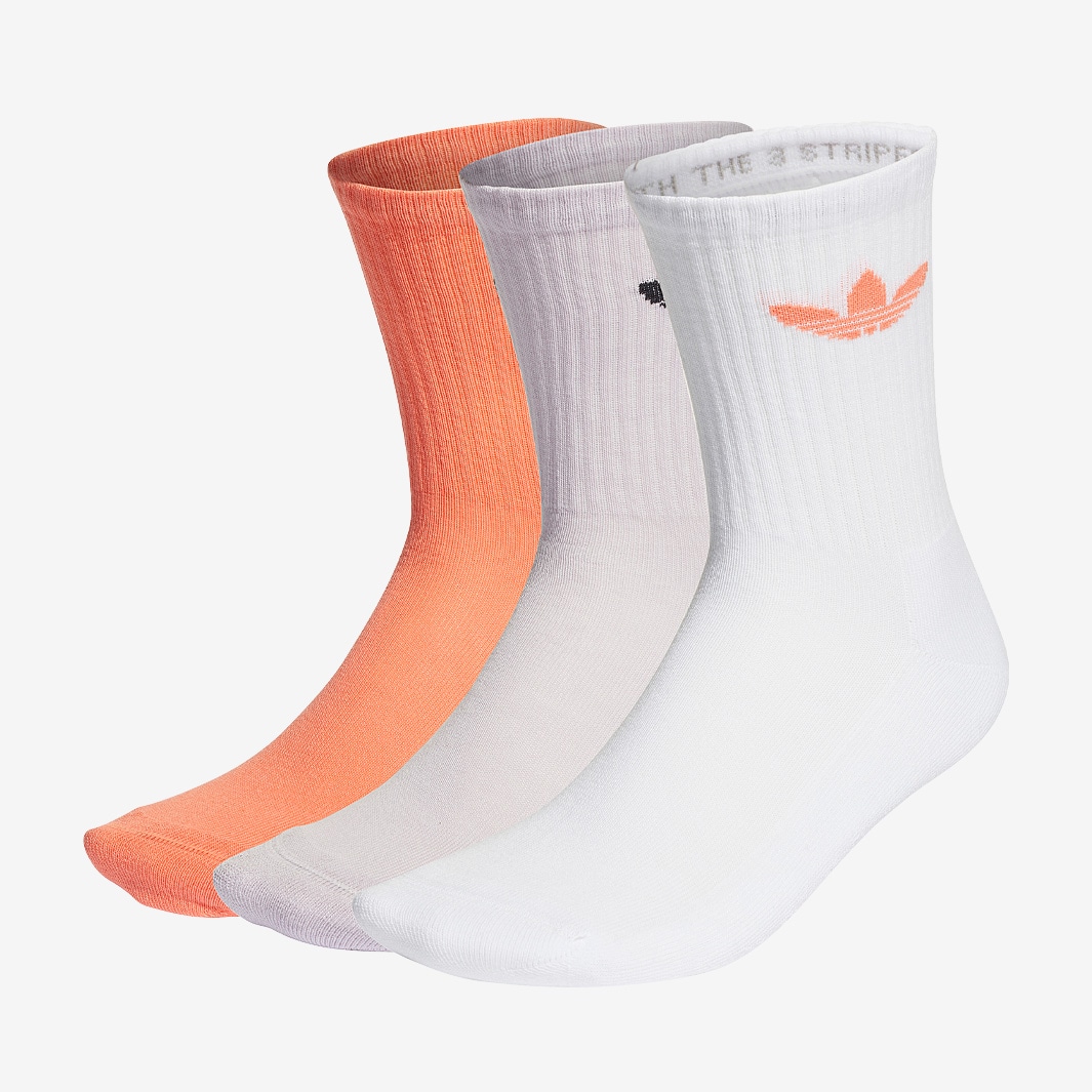 adidas Originals Mid Cut 3 Pack Socks - Mauve/Semi Coral/White - - Mens ...