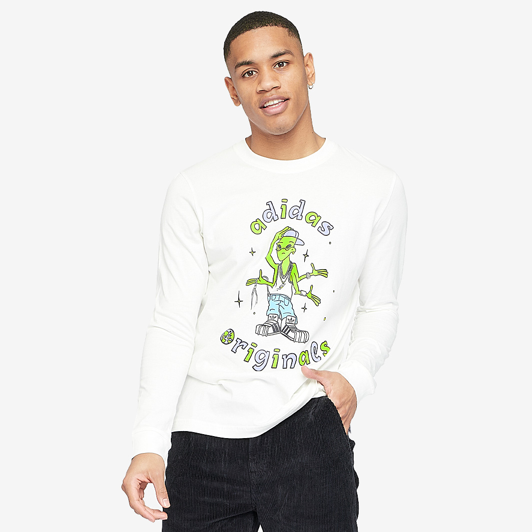 adidas Originals Stoked LS Alien Tee - Core White - - Mens Clothing