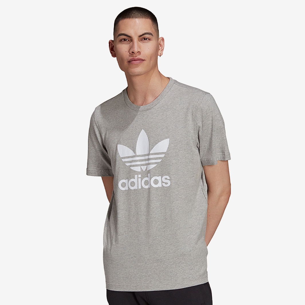 adidas Originals Trefoil T-Shirt - Medium Grey/White - - Mens Clothing