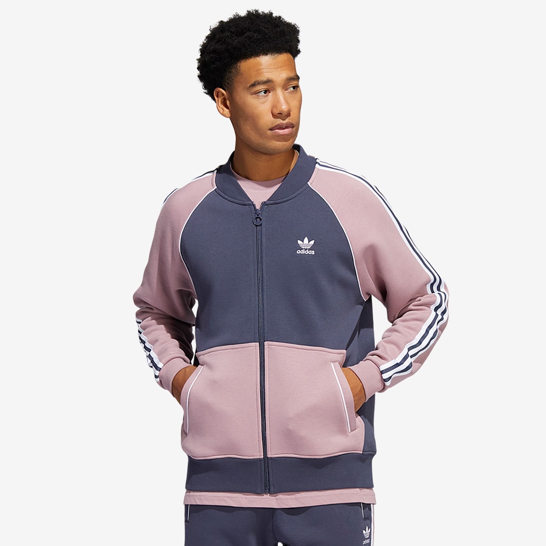 adidas Originals SST Fleece Track Top - Shadow Navy/Magic Mauve ...