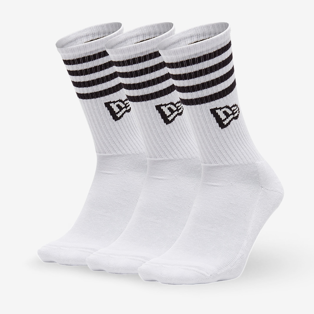 New Era Stripe Crew Sock 3 Pack White Socks Mens Clothing