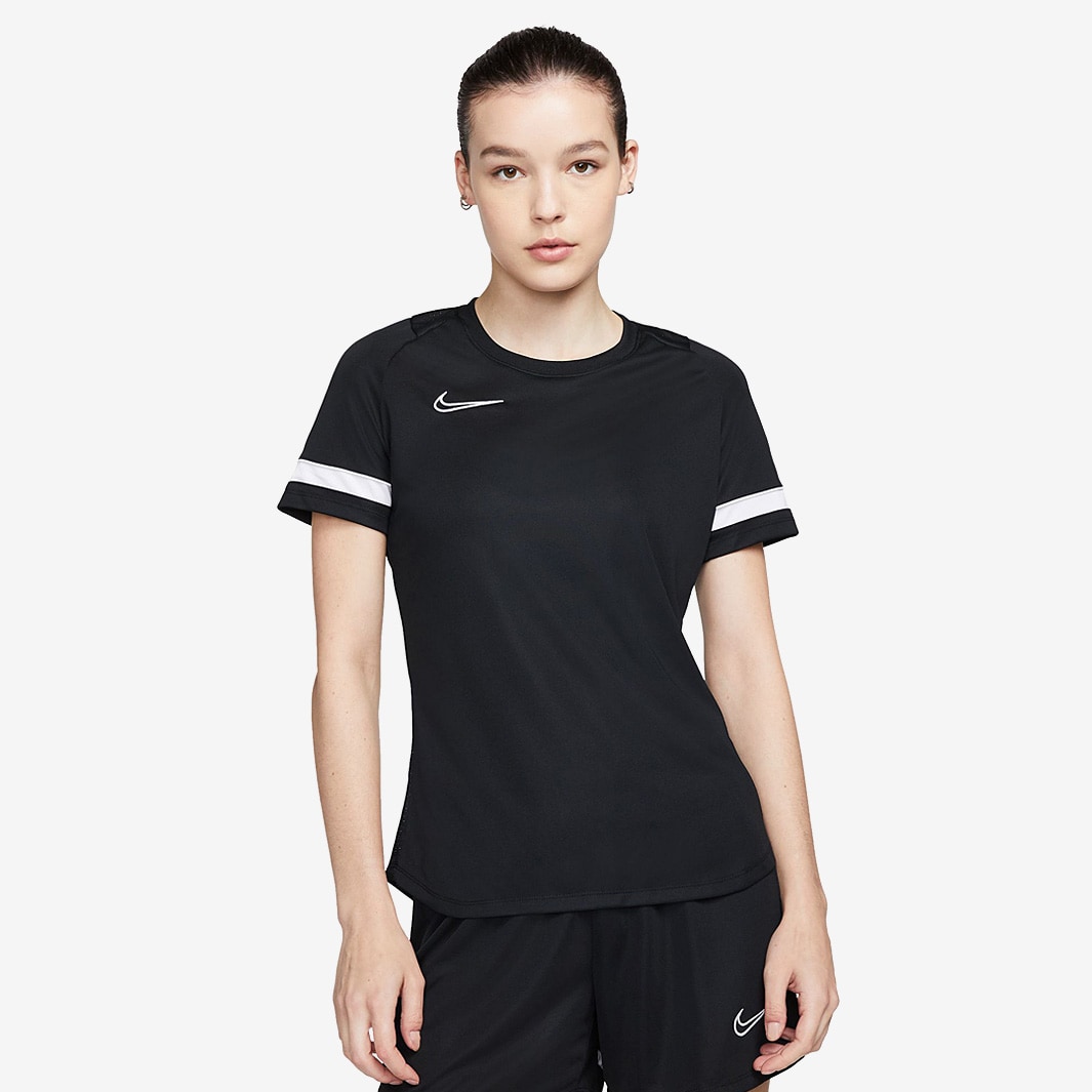 Nike Womens DF Academy 21 SS Top - Black/White/White/White - Womens ...