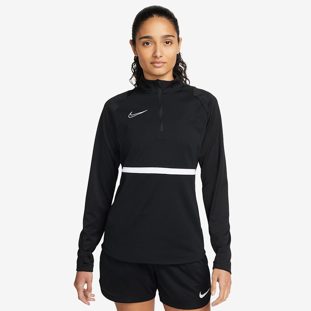 Nike Womens DF Academy 21 Drill Top - Black/White/White/White - Womens ...