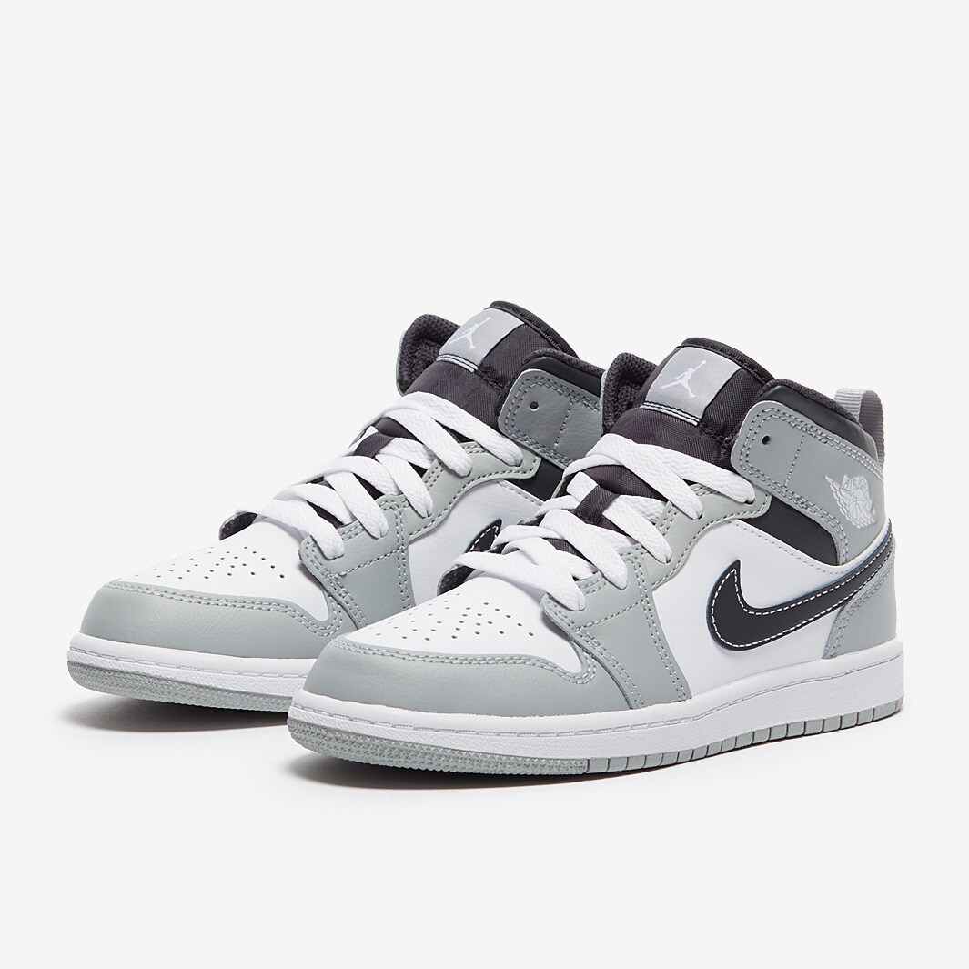 Air Jordan 1 Mid Younger Kids PS Light Smoke Grey White Anthracite Boys Shoes Pro Direct Basketball