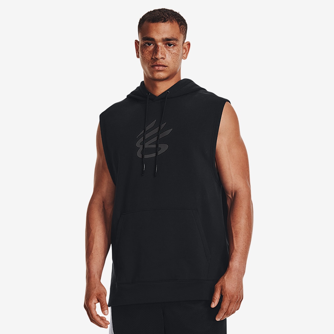 Under Armour Curry Fleece SLVLS Hoodie - Black/White - Mens Clothing