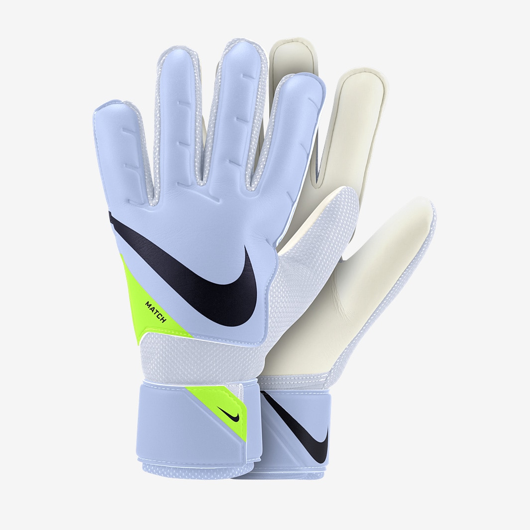 Nike GK Match Soccer Goalkeeper Gloves, Size 8, Light Marine/White/Blue