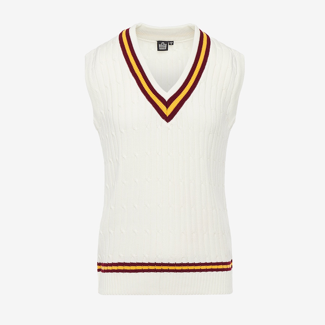 Admiral Cable Knit Slipover - White/Maroon/Gold - Mens Clothing | Pro ...