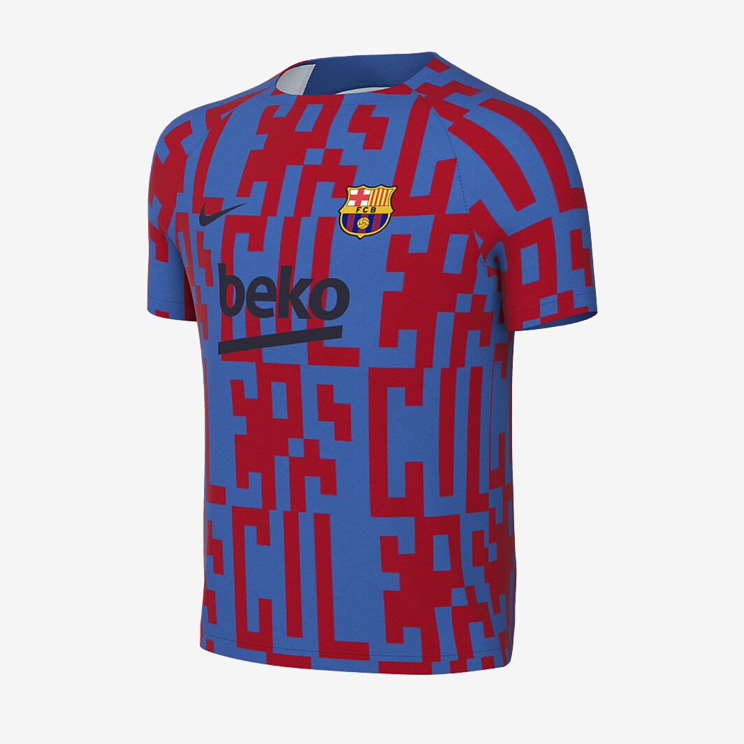 Nike FC Barcelona 22/23 Kids Pre Match SS Top - Signal Blue
