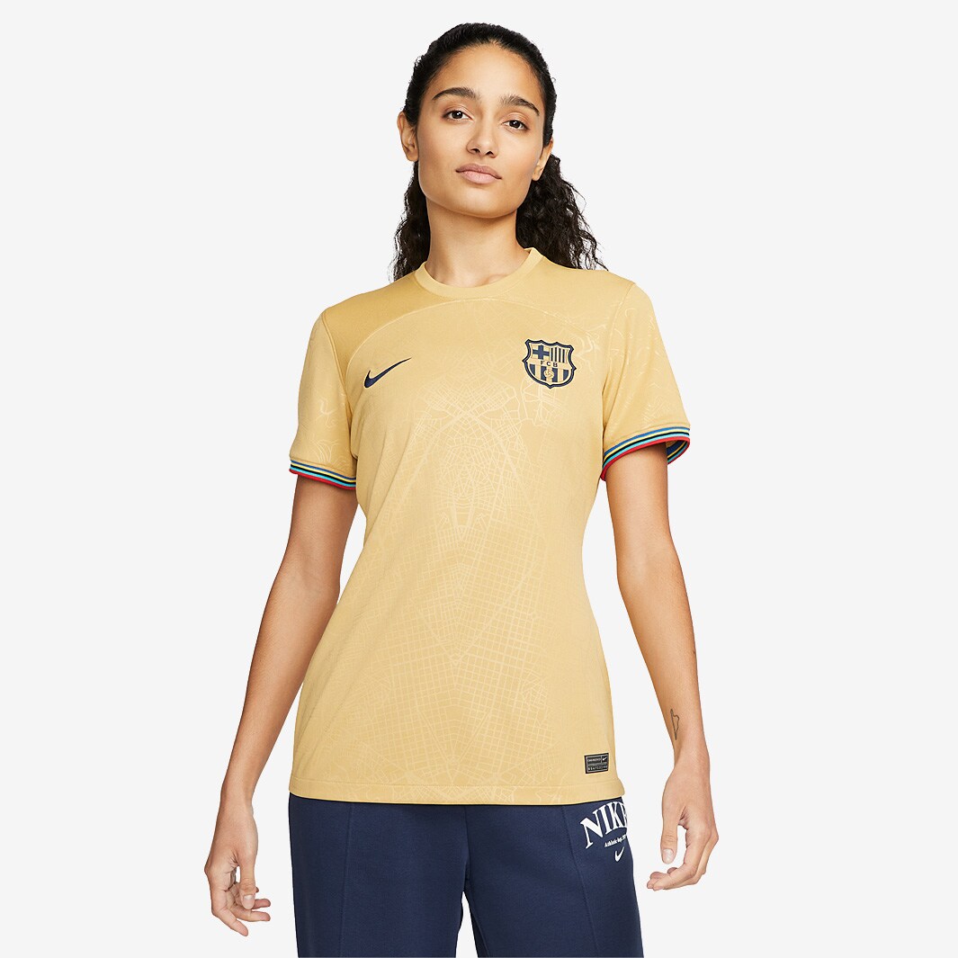 Nike FC Barcelona 22/23 Womens Away Stadium SS Shirt - Club Gold/Club ...
