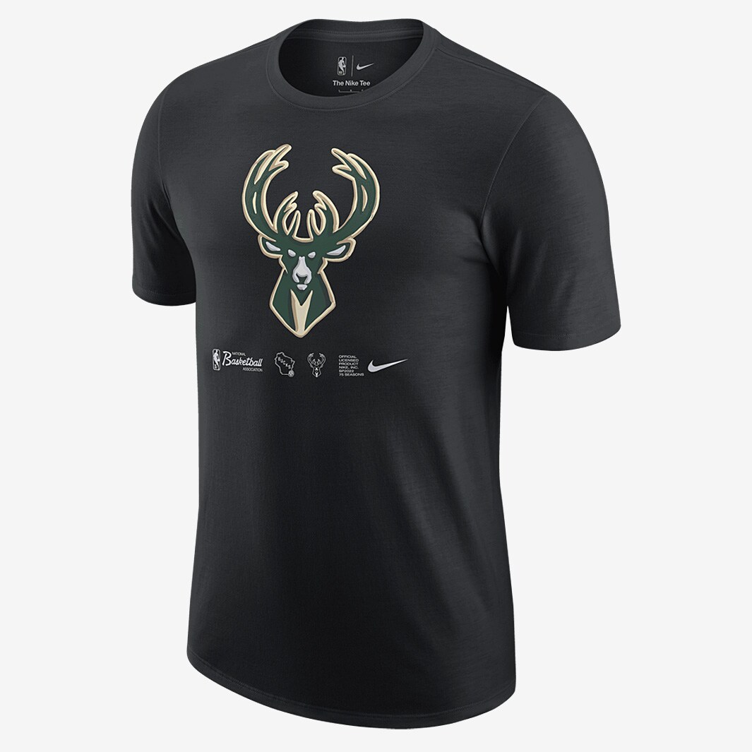 Nike NBA Milwaukee Bucks Logo Tee - Black - Mens Replica