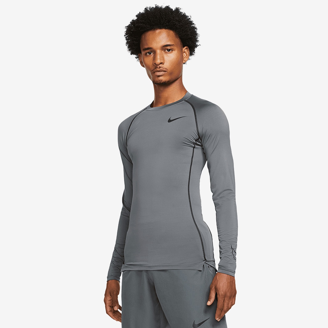 Nike Pro Dri-FIT Tight Fit LS Top - Iron Grey/Black/Black - Mens Clothing