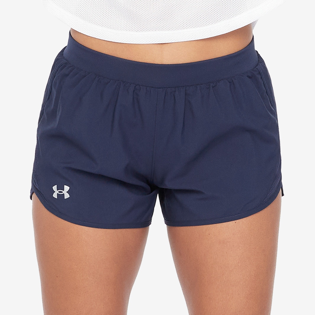 Under Armour Womens Fly By 2 0 Short Midnight Navy Midnight Navy Reflective Womens Clothing