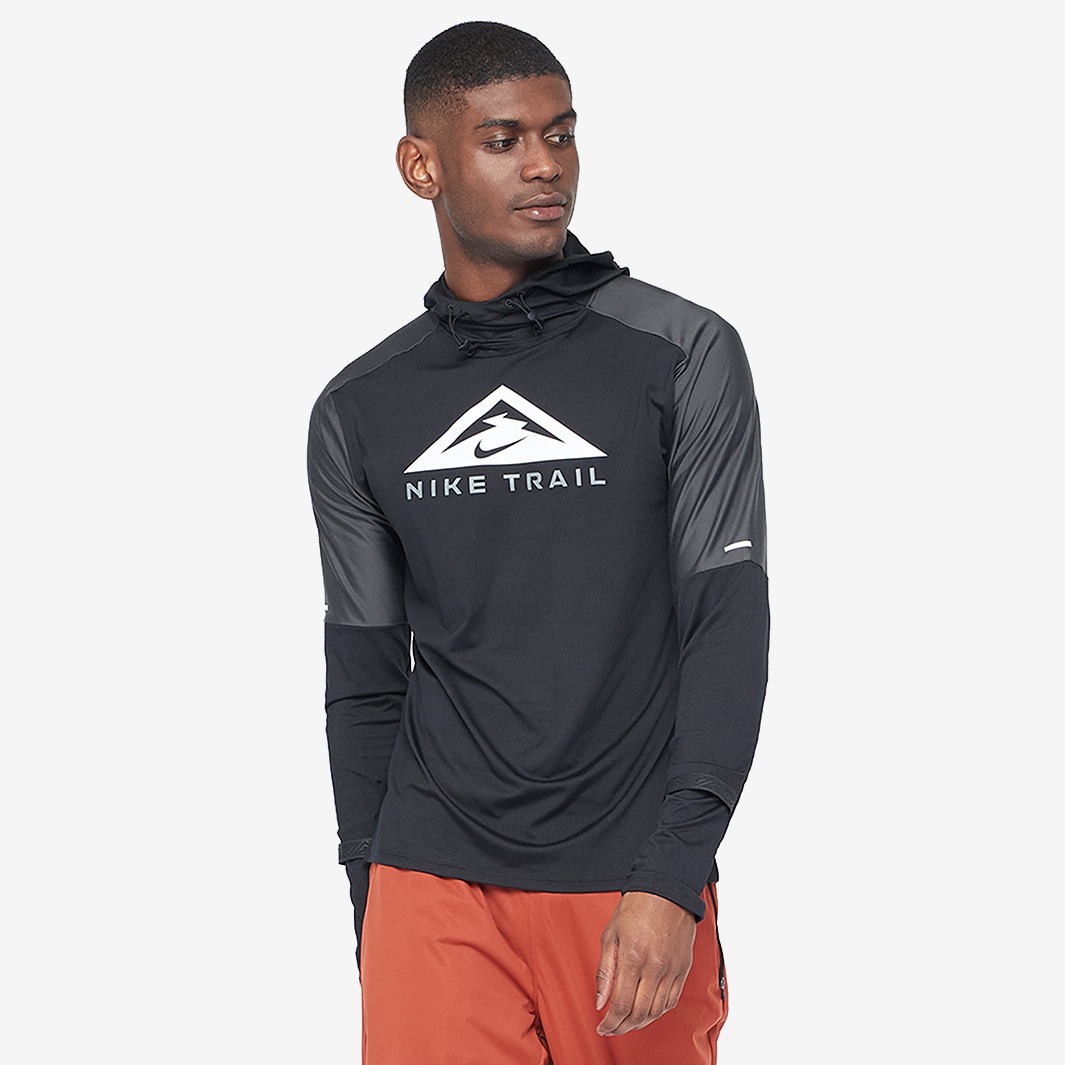 Nike Dri-FIT Trail Hoodie - Black/Dk Smoke Grey/White - Mens Clothing