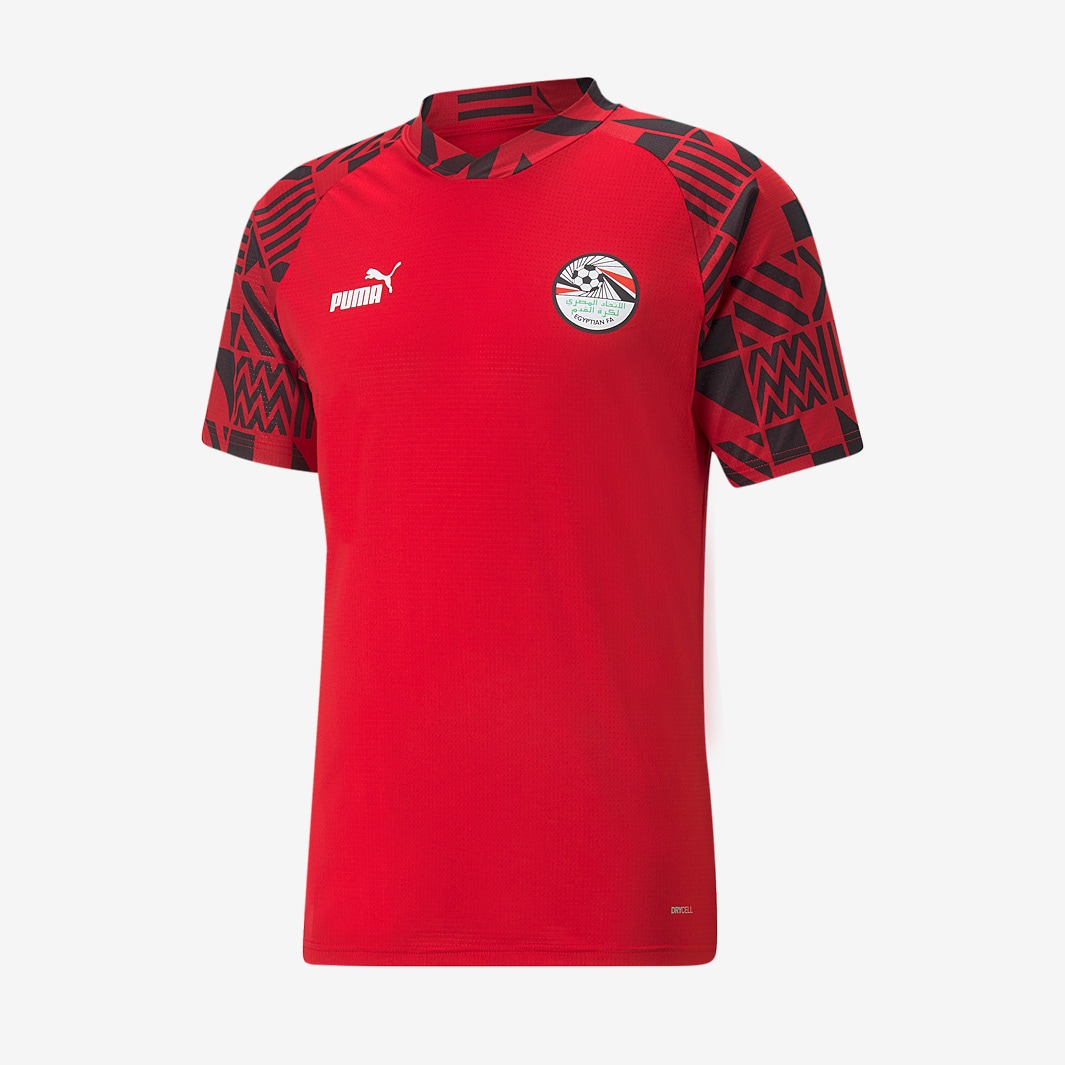 Puma Egypt 2022 Pre Match Shirt Tango Red Puma Black Mens Replica Pro Direct Soccer