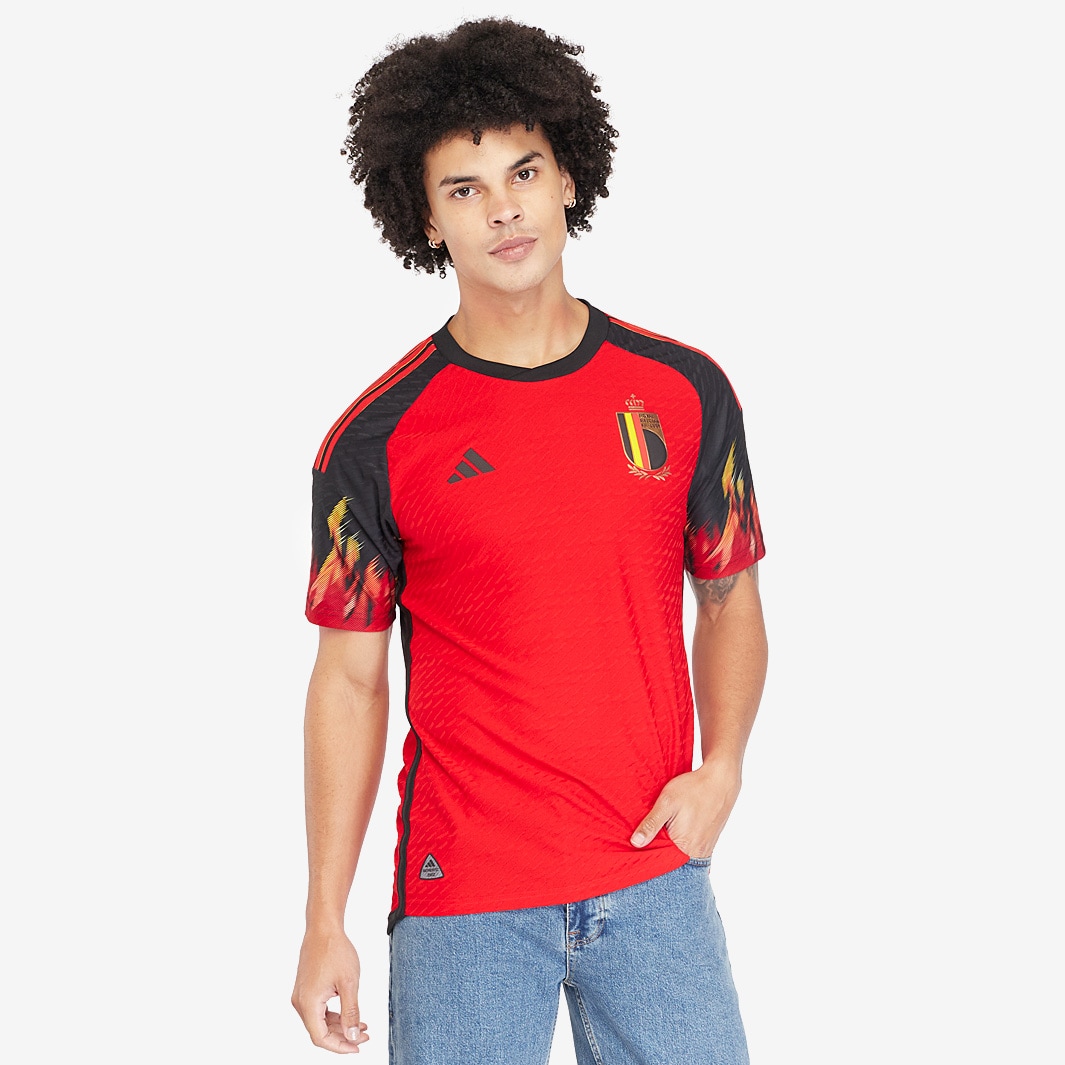 adidas Belgium 2022 Authentic Home Shirt - Red/Black - Mens Replica