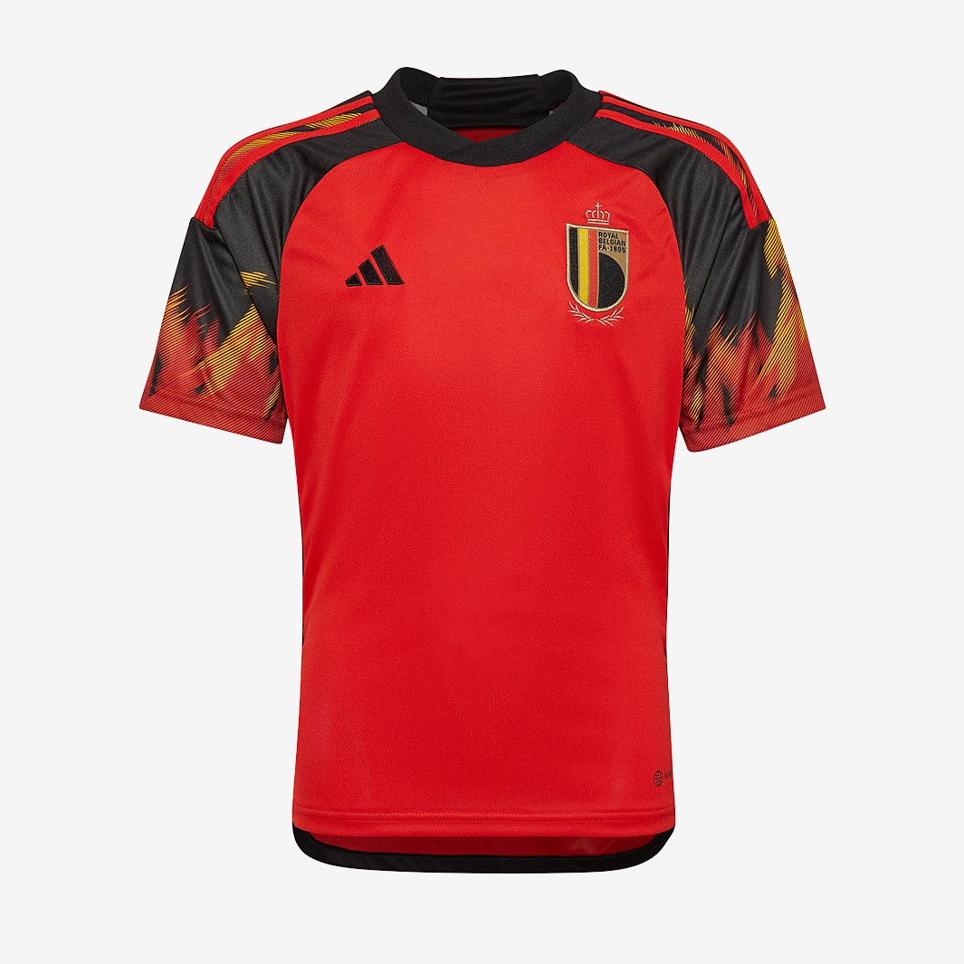 Adidas Belgium 2022 Youths Home Shirt - Red Black - Boys Replica