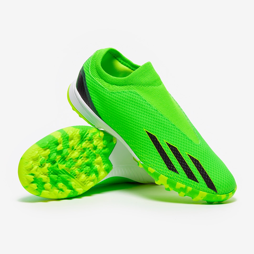 adidas X Speedportal.3 Cordones TF para niños - Verde/Negro/Amarillo Solar Moqueta-Turf - Botas para niños | Pro:Direct Soccer