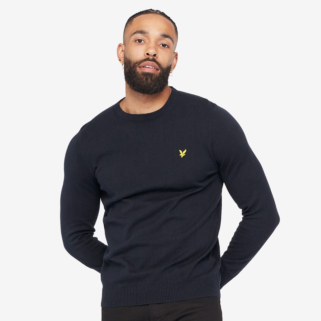 Lyle & Scott Vintage Crew Neck Cotton Merino Jumper Dark Navy Dark