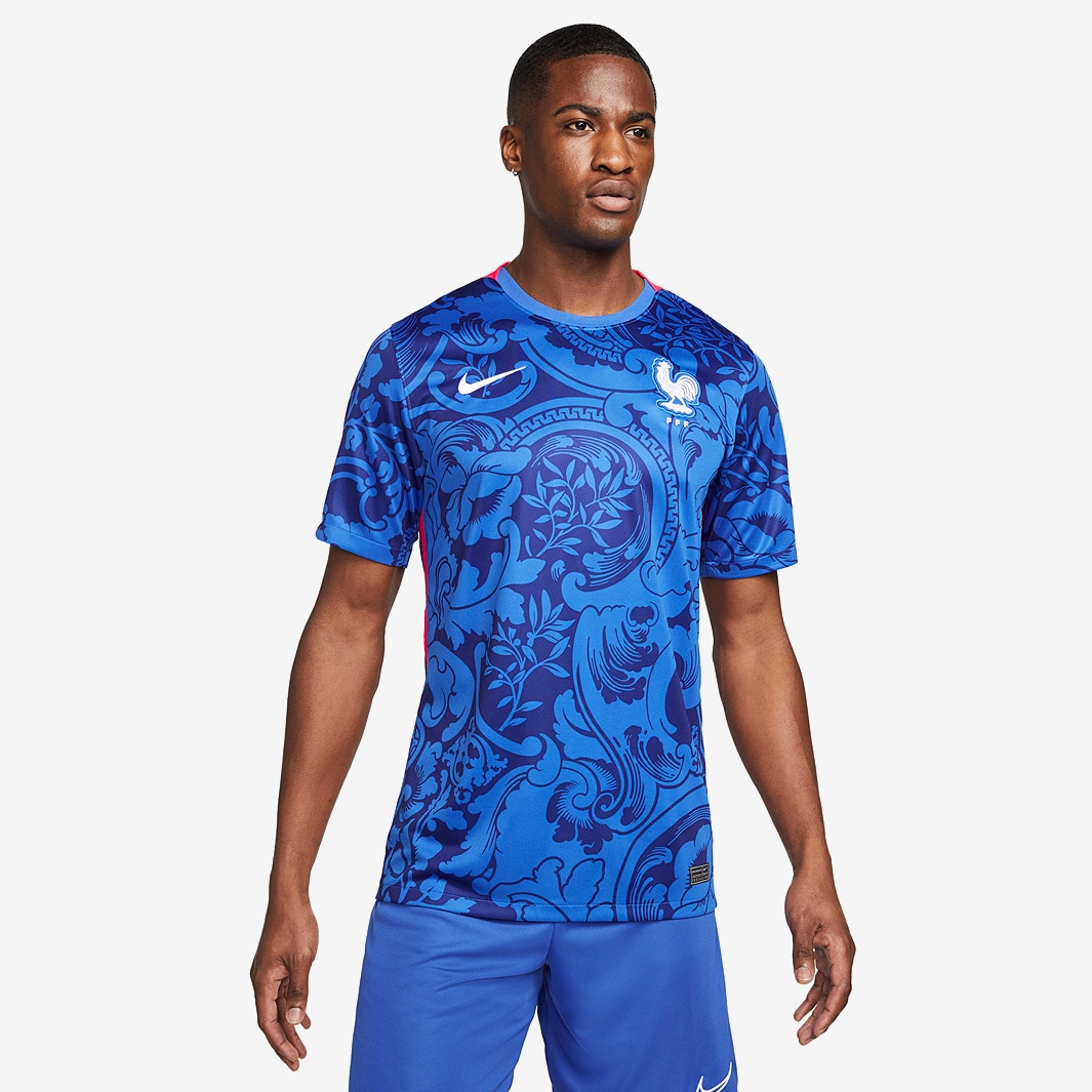 Nike France 2022 Home Dri-Fit Stadium SS Shirt - Hyper Cobalt/Siren Red ...