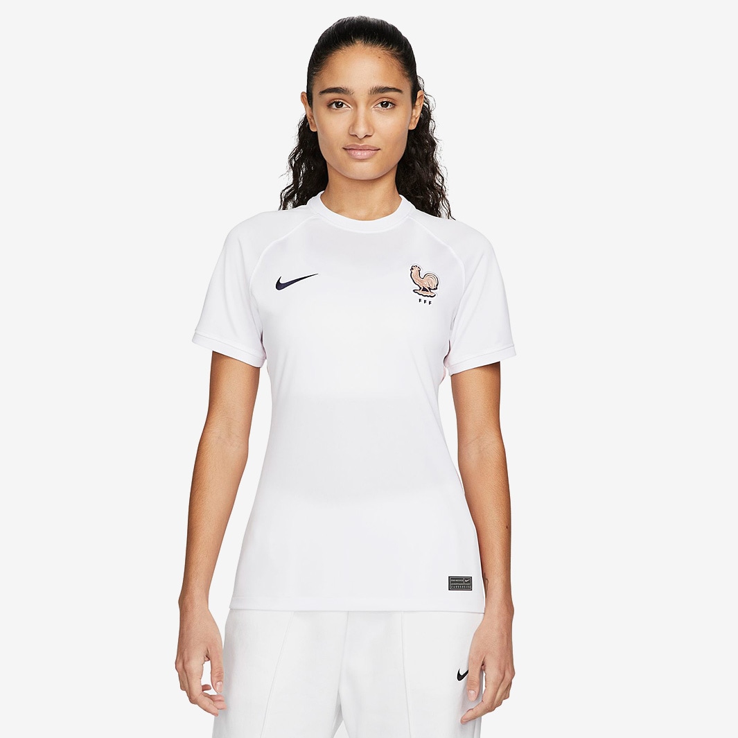 Nike France 2022 Womens Away Dri-Fit Stadium SS Shirt - White/Pink ...