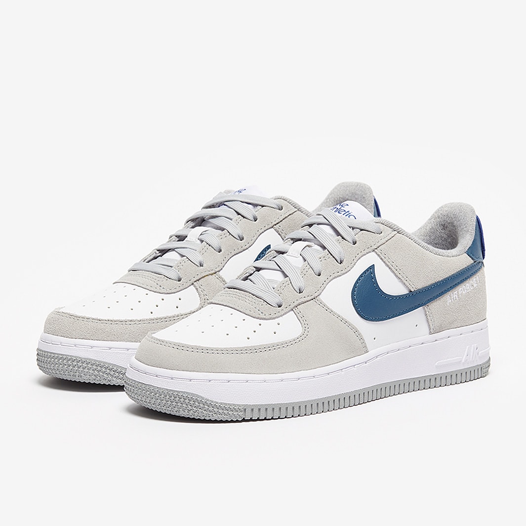 white & pl blue air force 1 lv8 trainers junior