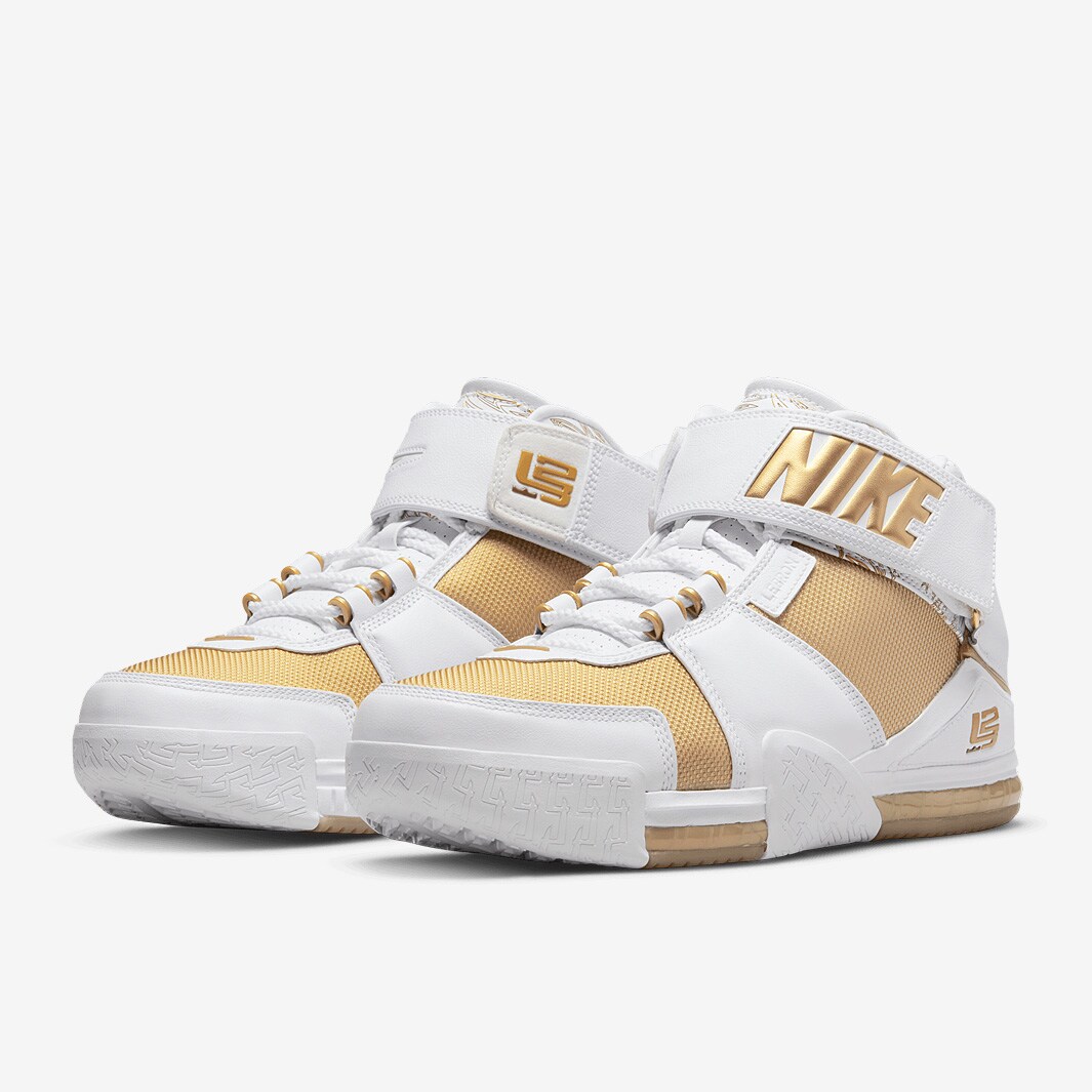 Nike Zoom LeBron 2 White/Metallic Gold/Varsity Crimson Mens Shoes