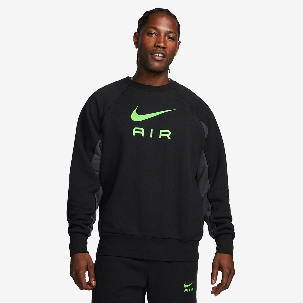 Nike Sportswear Air Crew Sweatshirt - Black/Dark Smoke Grey/Ghost Green ...