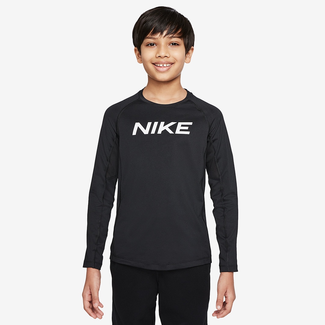 Nike Boys Pro Dri-Fit Long Sleeve Top - Black/White