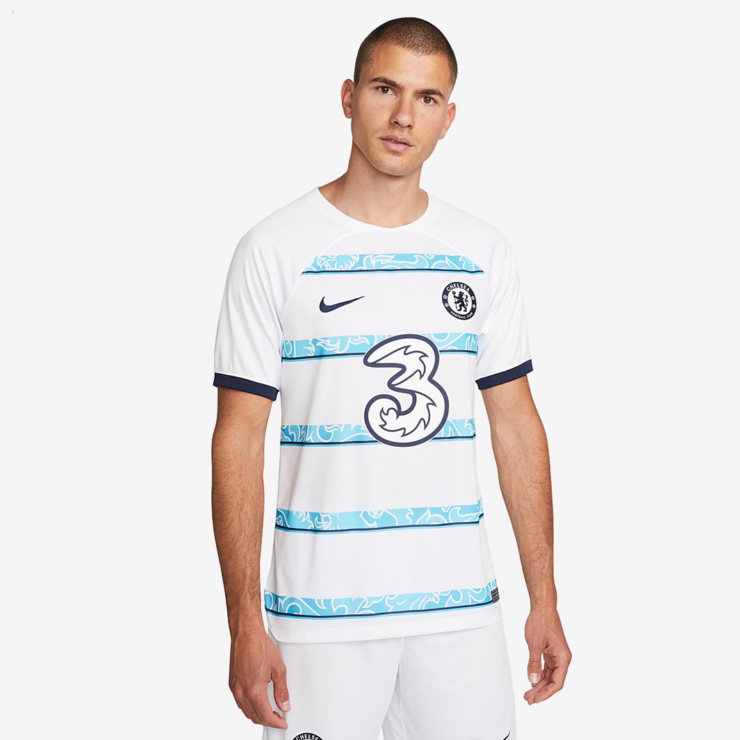 Nike Chelsea FC 22/23 Dri-Fit SS Away Shirt - White/College Navy ...