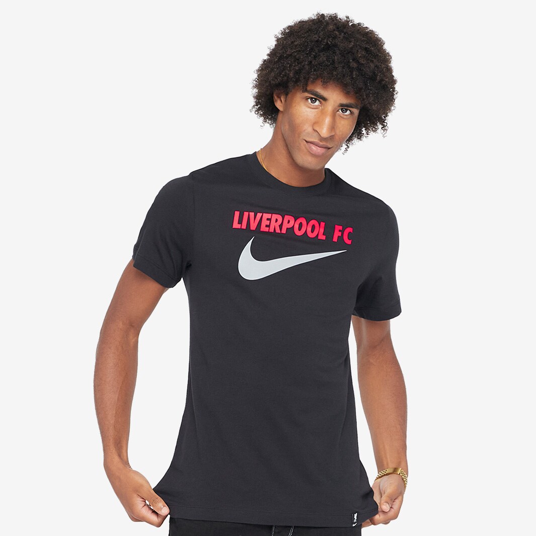 Nike Liverpool FC 22/23 Swoosh Away Tee - Black - Black - Mens Replica