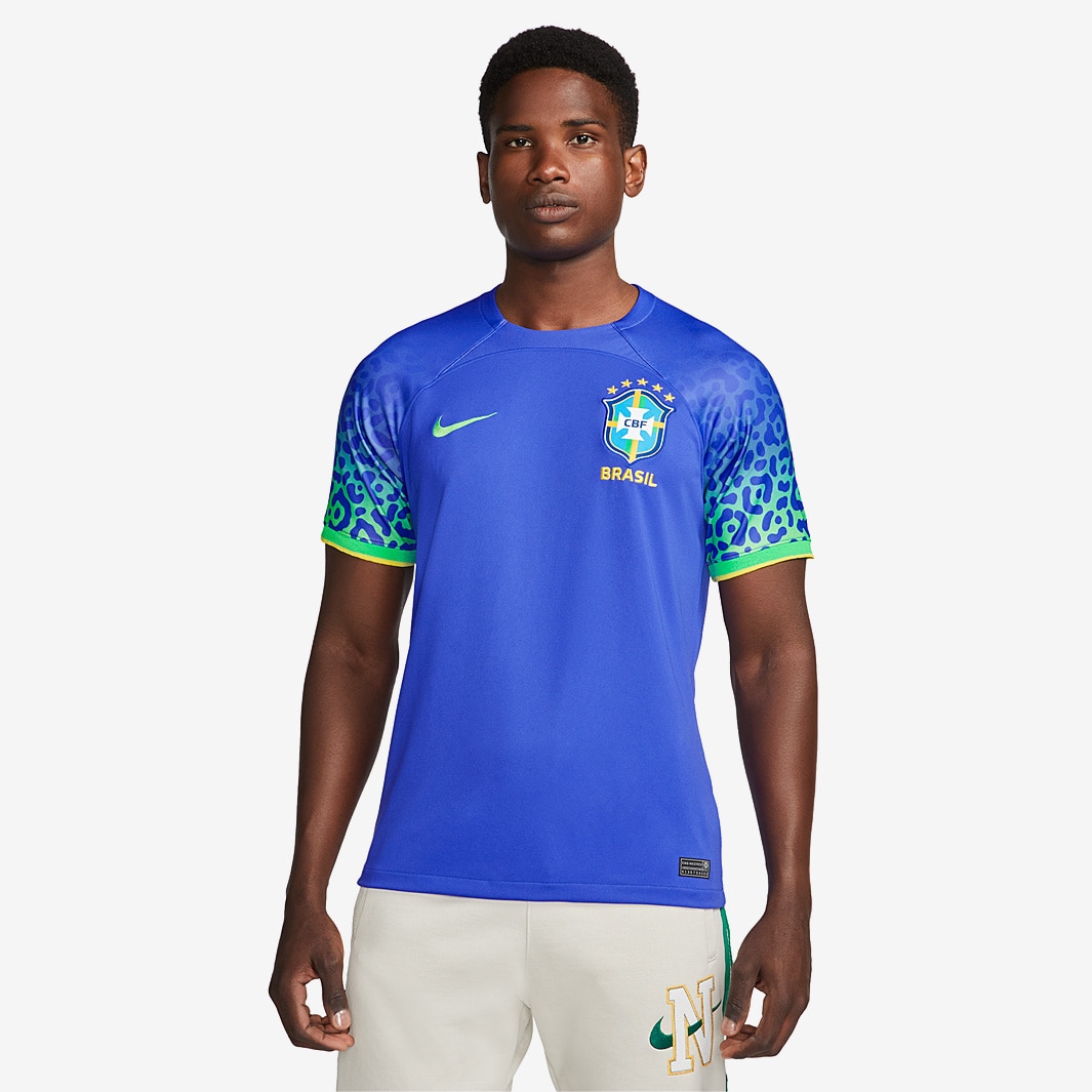 Nike Brazil 22/23 Dri-Fit SS Away Shirt - Paramount Blue/Green Spark ...