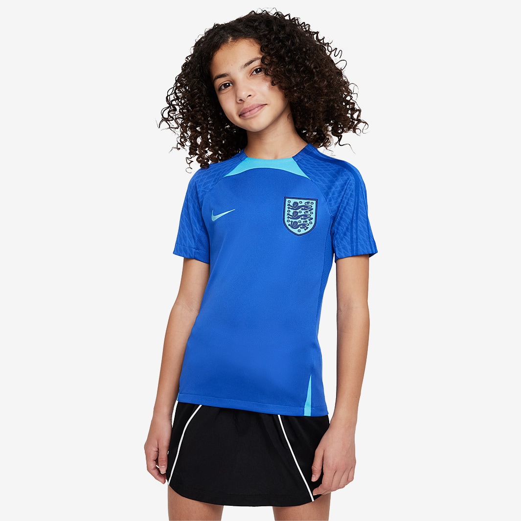 Nike England 22/23 Kids Dri-Fit Strike SS Top - Game Royal/Blue Fury ...