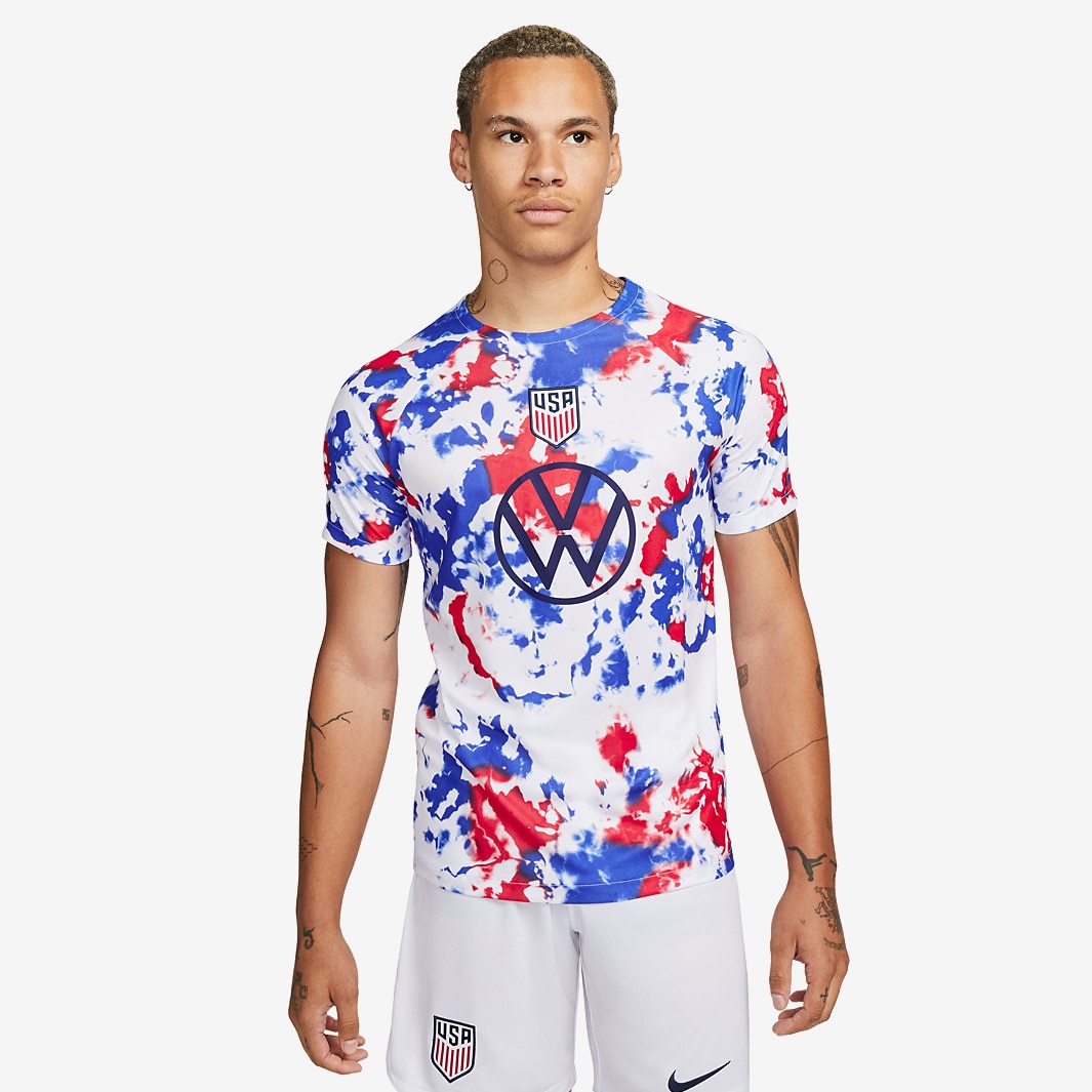 Nike USA 22/23 Dri-Fit SS Pre Match Top - White/White/Loyal Blue - Mens ...