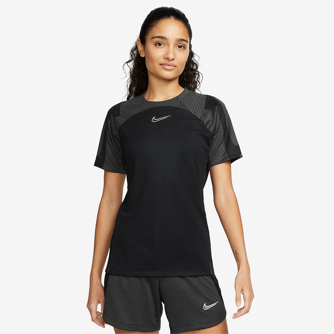 Nike Womens Dri-Fit Strike SS Top - Black/Dk Smoke Grey/White - Womens ...