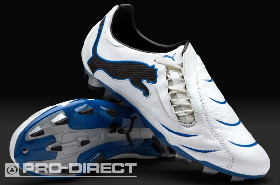 Puma Soccer Shoes FG Youth Soccer - White/Black/Snorkel Blue