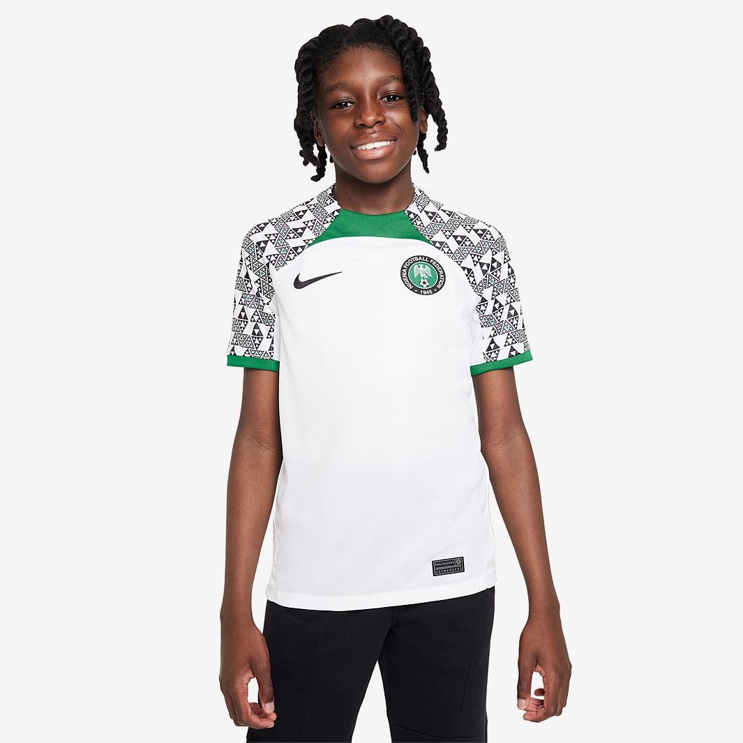 bezig Leninisme fossiel Nike Nigeria 22/23 Kids Dri-Fit Stadium SS Away Shirt - White/Pine  Green/Black - Boys Replica 