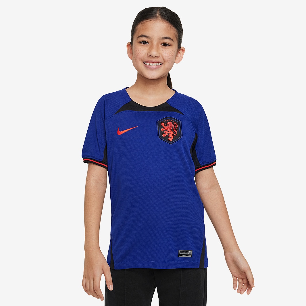 Nike Netherlands 2023 Kids Dr-Fit Stadium SS Away Shirt - Deep Royal ...