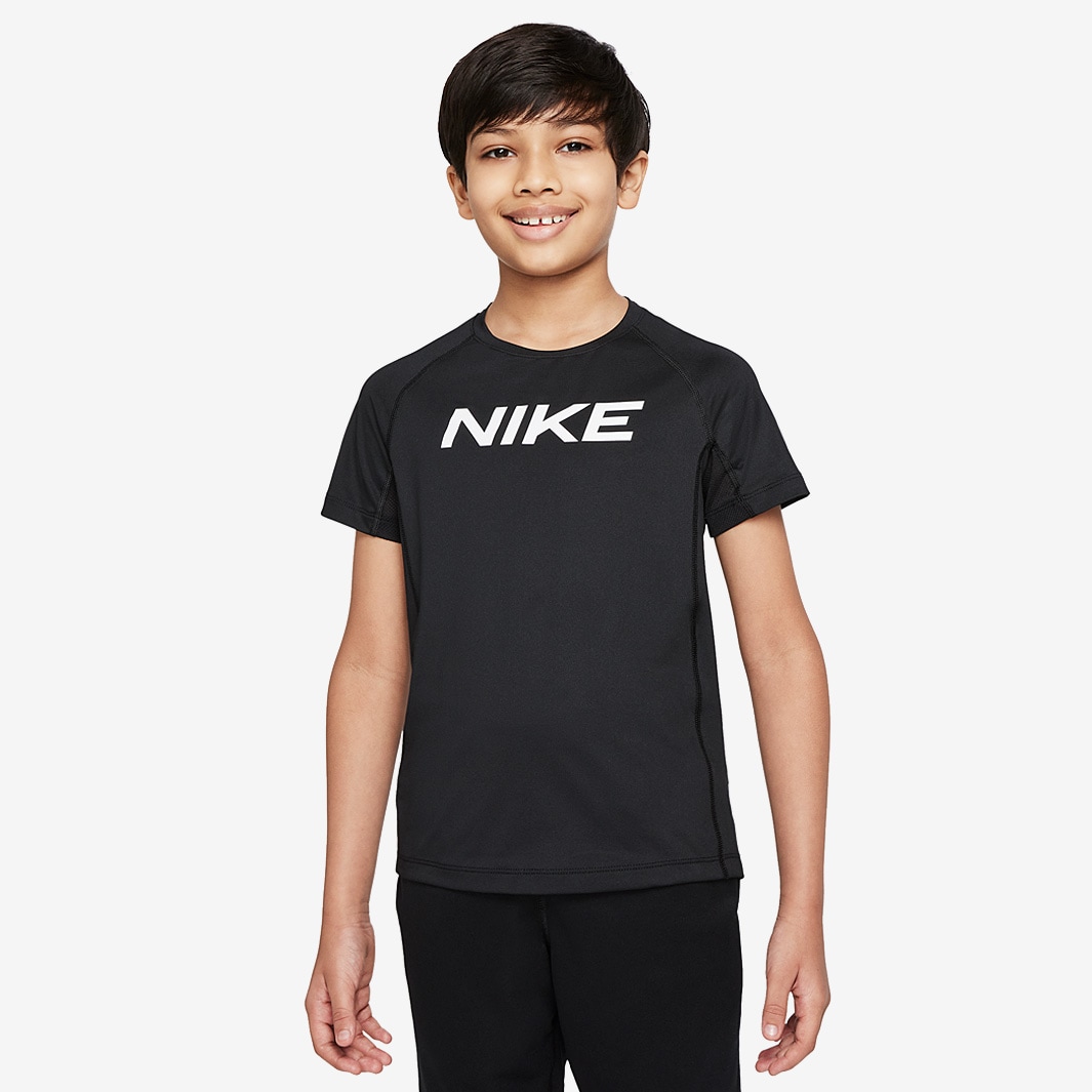 Nike Boys Pro Dri-Fit Short sleeve Top - Black/Grey - Boys Clothing