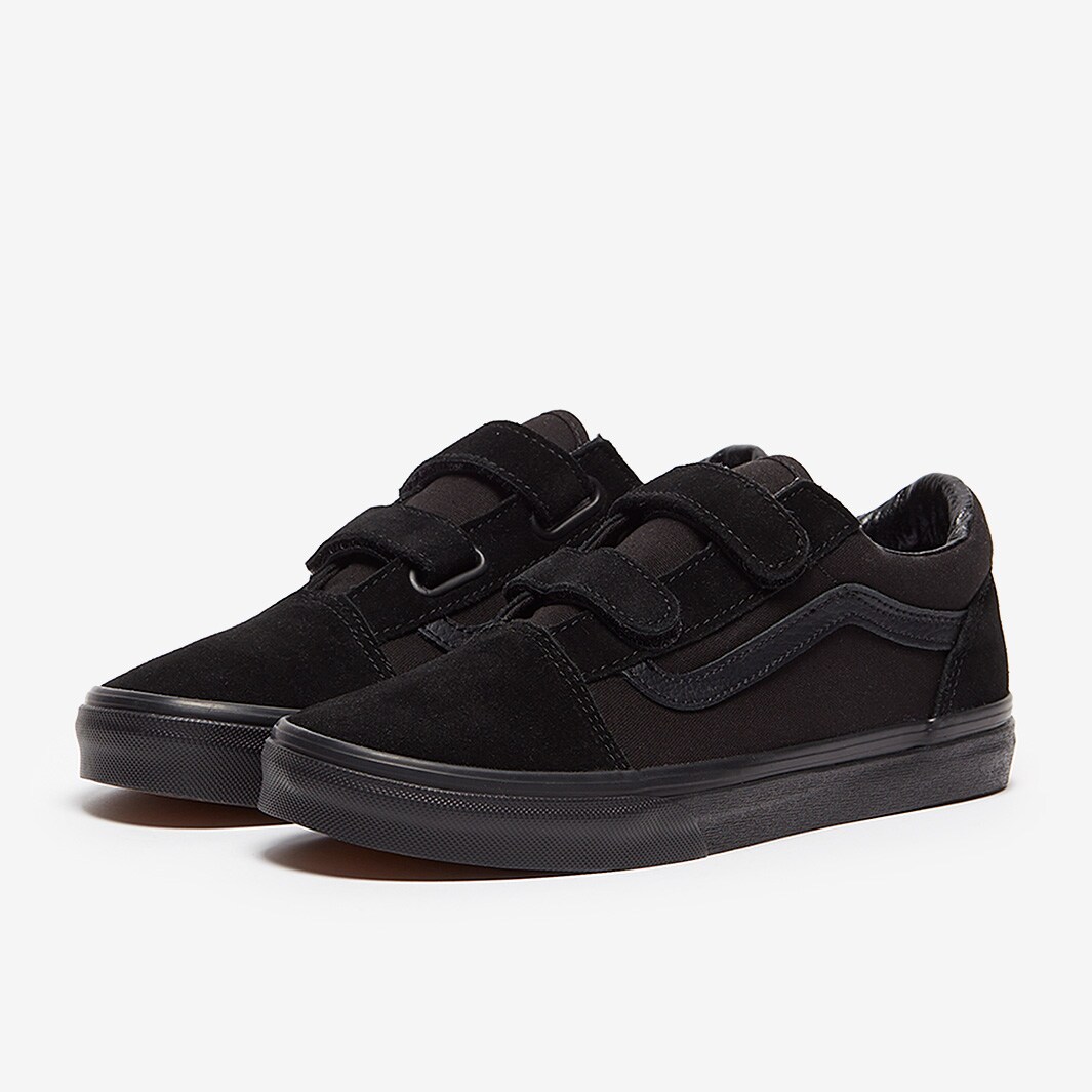 Vans Older Kids Old Skool Velcro (GS) - Black - Trainers - Boys Shoes ...