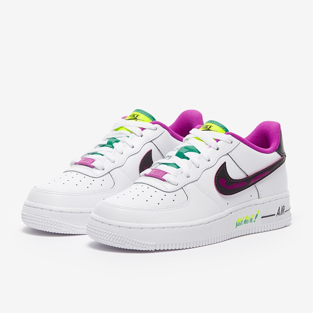 Nike Big Kids Air Force 1 Lv8 (white / black-vivid purple-light menta)