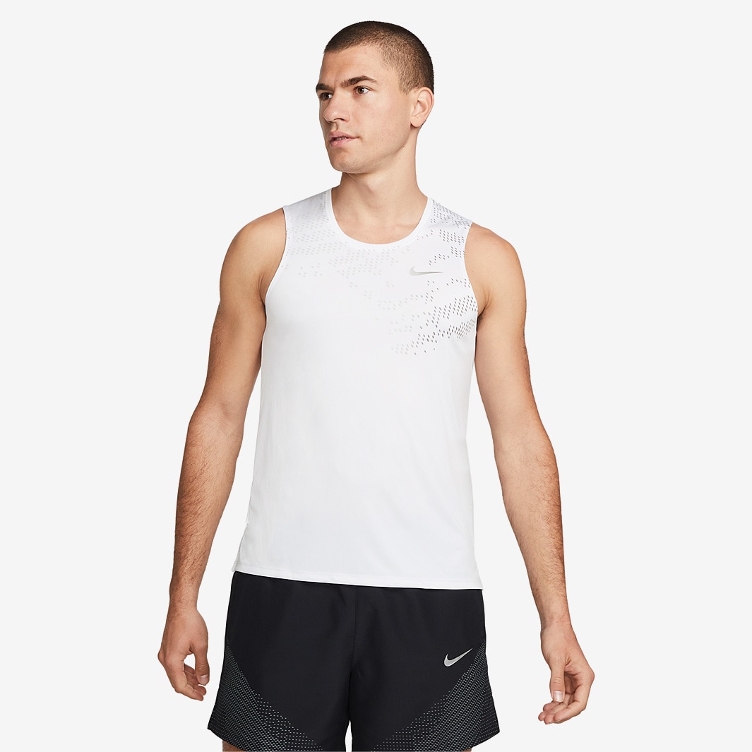 Nike Dri-Fit Miler Tank - White/Cave Stone - Mens Clothing