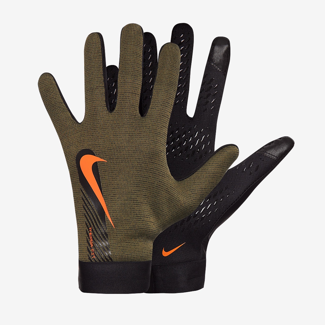 Guantes Nike Academy Thermafit - Negro/Rough Verde/Kumquat Ropa para hombre | Pro:Direct Soccer