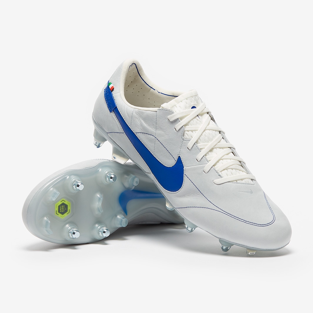 Nike Tiempo Legend IX Elite x Made in Italy Pro-SG Anti-Clog - Blanco/Azul Royal/Plateado metalizado - Botas hombre | Pro:Direct Soccer