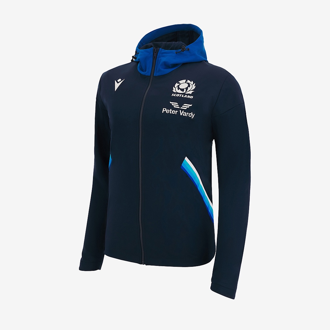 Macron Scotland 22/23 Warm Up Hoodie Anthem Jacket - Blue - Mens